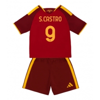 Camiseta AS Roma Santiago Castro #9 Primera Equipación Replica 2026-27 para niños mangas cortas (+ Pantalones cortos)